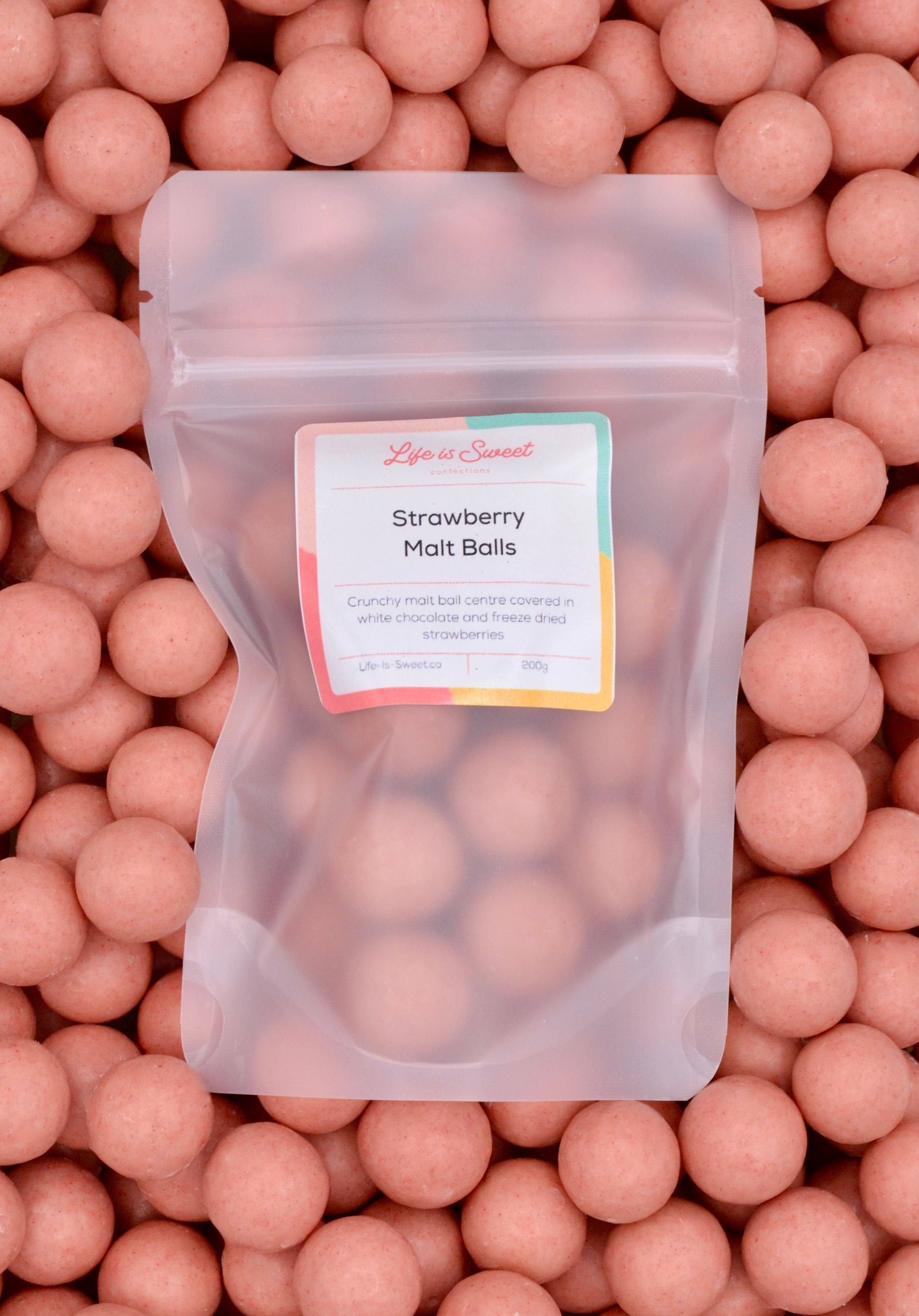 Metallic Ball On Raspberry Strawberry Malt Balls – Life Is Sweet Confections