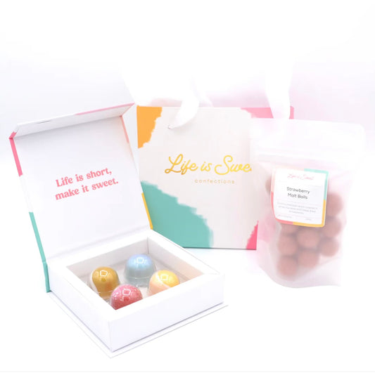 Small Gift Bundle (Gift bag, tissue paper, 4pc bonbon box, and small confection)